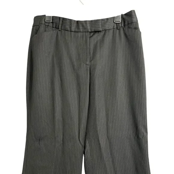 Anne Klein Dress Pants Womens 14 Petite Gray Pinstripe Lined Straight Leg Work - Picture 5 of 7